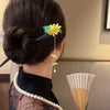 Flower Leaf Pearl Peace Tassel Hairpin