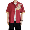 Men's Chinese Dragon Embroidery Cotton Linen Shirt