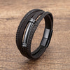 Multi-Layer Braided Leather Bracelet with Stainless Steel Clasp