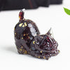 Resin Cat Figurine with Crystal Gravel, Desk Decor