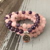 108 Bead Mala Bracelet Natural Stone Lotus Om Charm
