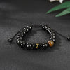 Alphabet Letter Bracelet with Tiger Eye and Black Glass Beads