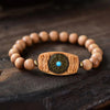 Rotating Wood Bead Bracelet with Six True Words Charm