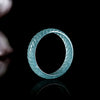 Blue Water Jade Dragon Scale Ring, Carved Ice-Grade Stone Band