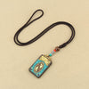 Tibetan Thangka Pendant Necklace, Ebony Wood Rope
