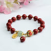 Cinnabar Rose Bracelet with Gold-Tone Accents