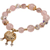 Pink Crystal Longevity Lock Bracelet with Gold-Tone Charm