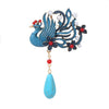 Blue Phoenix Brooch with Faux Turquoise Drop