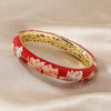 Cloisonné Enamel Flower Bangle Bracelet, Copper Alloy