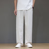 Men's Straight Leg Pants With Pockets Linen Cotton Blend