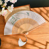 Chinese Style Bamboo Folding Fan with Silk Leaf and Tassel