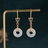 Cloisonné Butterfly and Faux Jade Peace Buckle Earrings