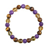 Amethyst Tiger Eye Bracelet with Faux Citrine, 8mm Natural Stone Beads