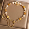 Yellow Tiger Eye Gourd Bracelet with Crystal Beads