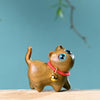 Carved Wood Cat Figurine with Bell - Cute Animal Desk Decoration