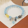 Aquamarine Daisy Charm Bracelet, Sterling Silver Key and Heart