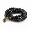 108 Mala Beads Bracelet Natural Stone Lotus Charm