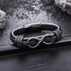 Endless Knot Infinity Symbol Leather Bracelet Titanium Steel Buckle