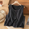 Women's Vest Sleeveless Cotton Linen Top with Pockets