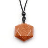 Hexagonal Crystal Pendant Necklace with Cord
