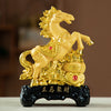 Gold-Tone Horse and Wealth Tree Statue