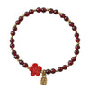 Garnet Flower Bracelet with Gold-Tone Charm