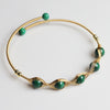 Gold-Tone Wire Wrapped Gemstone Bead Bangle Bracelet