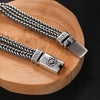Braided Silver-Plated Bracelet with Engraved Clasp