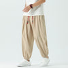 Men's Harem Pants Summer Casual Cotton Linen Cropped Trousers