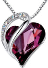 Love Heart Birthstone Necklace Pendant Geometric Alloy Jewelry