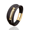 Multi-Layer Braided Leather Bracelet with Stainless Steel Clasp
