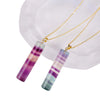 Natural Fluorite Cylindrical Pendant Necklace with Gold Chain
