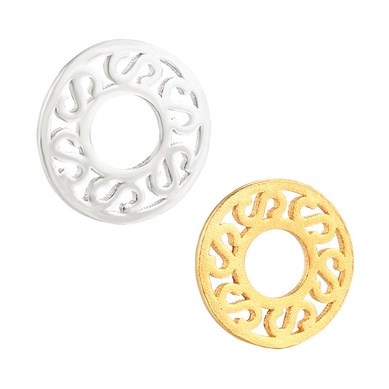 Gold-tone and white-gold tone copper spacer beads with S-pattern