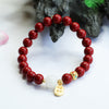 Cinnabar Rose Bracelet with Gold-Tone Accents