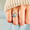 Copper Lotus Ring with Multicolor Zircon Stones