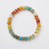 Rainbow Multi-Gemstone Disc Bead Bracelet with Gold-Tone Accents