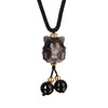 Silver Sheen Obsidian Fox Pendant Necklace