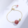 Strawberry Quartz Peace Buckle Coin Bracelet
