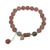 Natural Strawberry Quartz Moonstone Love Bracelet with Flower Charm