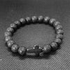 Cross Charm Beaded Bracelet with Stone or Lava Rock