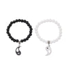 Yin Yang Couple Bracelet Set, Black and White Beads