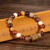 Multi-Tone Wood Mala Bracelet with Charm