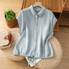 Women's Cotton Sleeveless Button Down Shirt