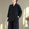 Women's Meditation Cloth Set: V-Neck Top and Wide Leg Pants
