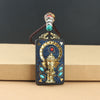 Ebony Wood Pendant Necklace with Buddhist Symbols