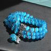 Cat Eye Triple Wrap Bracelet with Lucky Cat Charm