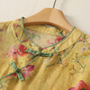 Women's Sleeveless Vintage Tang Style Frog Button Top, Yellow Floral