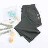 Linen Blend Cropped Pants with Drawstring and Pockets