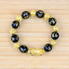 Pixiu Bracelet with Glass Beads and Gold-Tone Charm