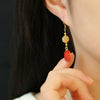 Cinnabar Copper Filigree Blessing Drop Earrings